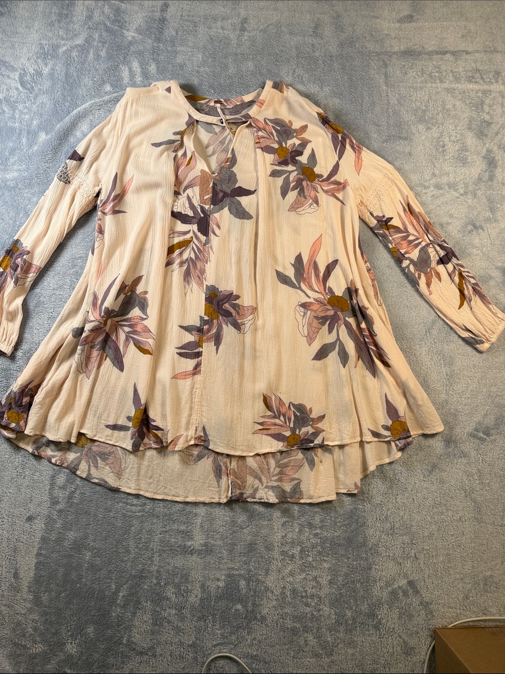 Free People Cream Floral Peasant Dress